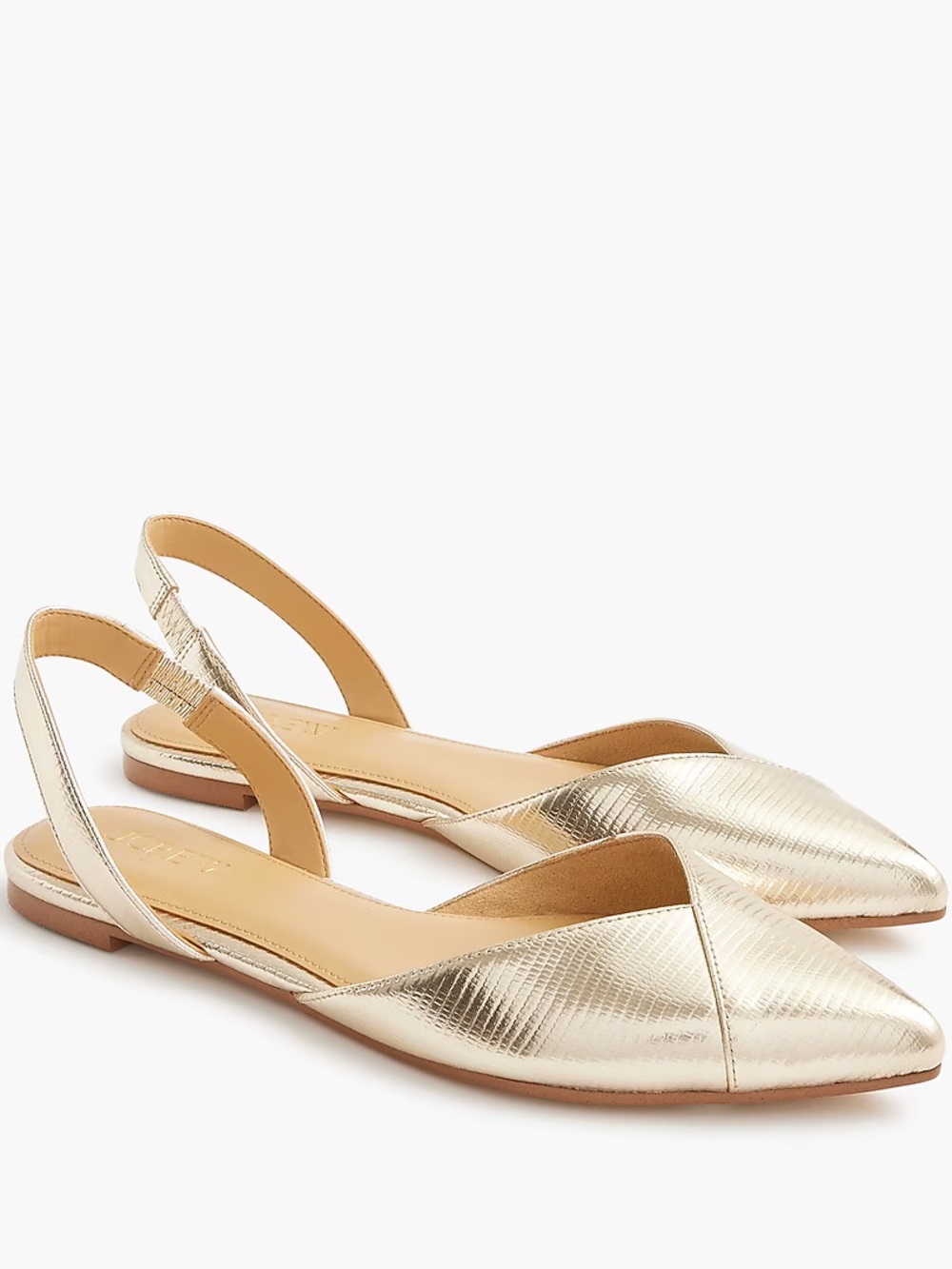 J.Crew Factory Metallic Slingback Flats in Gold Lizard Size 6 1/2